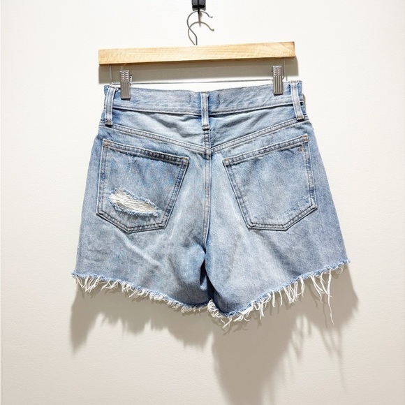 MADEWELL Women’s Relaxed Mid-Length Distressed Light Blue Denim Shorts Size 24 - Picture 3 of 6